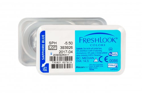 Цветные контактные линзы FRESHLOOK COLORS (1 шт.) Sapphire Blue Опт. сила -3.50